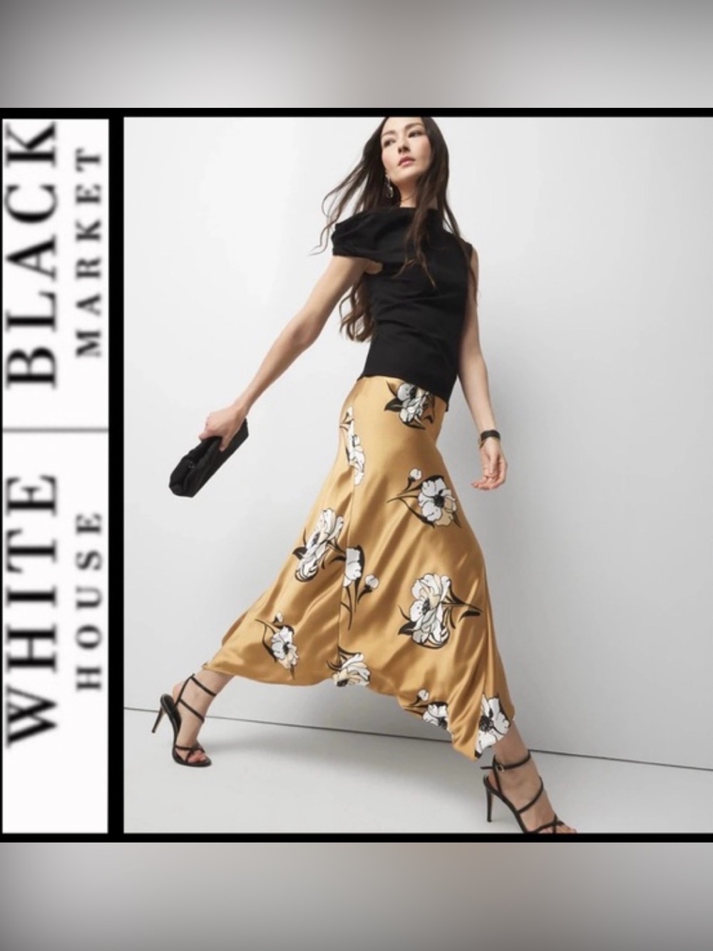 White House Black Market Satin Slip Midi Skirt Size 6 (would fit 8 or 10 also)
